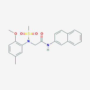 molecular formula C21H22N2O4S B422161 2-[2-methoxy-5-methyl(methylsulfonyl)anilino]-N-(2-naphthyl)acetamide 