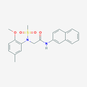 molecular formula C21H22N2O4S B422161 N~2~-(2-methoxy-5-methylphenyl)-N~2~-(methylsulfonyl)-N-naphthalen-2-ylglycinamide 