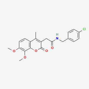 molecular formula C21H20ClNO5 B4221623 N-[(4-CHLOROPHENYL)METHYL]-2-(7,8-DIMETHOXY-4-METHYL-2-OXO-2H-CHROMEN-3-YL)ACETAMIDE 