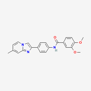 molecular formula C23H21N3O3 B4221633 3,4-dimethoxy-N-[4-(7-methylimidazo[1,2-a]pyridin-2-yl)phenyl]benzamide 