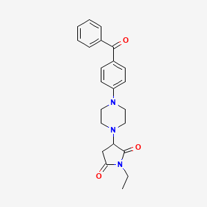 molecular formula C23H25N3O3 B4221652 3-[4-(4-BENZOYLPHENYL)PIPERAZINO]-1-ETHYLDIHYDRO-1H-PYRROLE-2,5-DIONE 