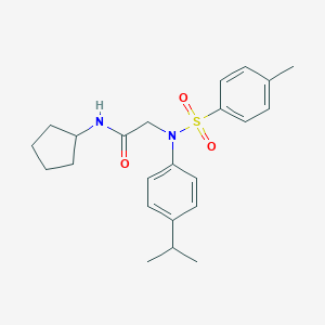 molecular formula C23H30N2O3S B422166 N-cyclopentyl-2-{[4-(1-methylethyl)phenyl][(4-methylphenyl)sulfonyl]amino}acetamide 