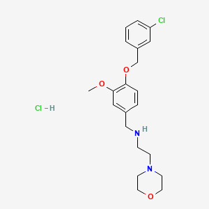 molecular formula C21H28Cl2N2O3 B4221686 N-{4-[(3-chlorobenzyl)oxy]-3-methoxybenzyl}-2-(4-morpholinyl)ethanamine hydrochloride 