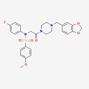 N-{2-[4-(1,3-benzodioxol-5-ylmethyl)-1-piperazinyl]-2-oxoethyl}-N-(4-fluorophenyl)-4-methoxybenzenesulfonamide