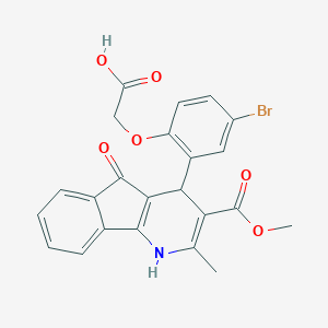 molecular formula C23H18BrNO6 B422170 {4-bromo-2-[5-hydroxy-3-(methoxycarbonyl)-2-methyl-4H-indeno[1,2-b]pyridin-4-yl]phenoxy}acetic acid CAS No. 443125-24-4