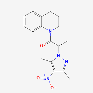 molecular formula C17H20N4O3 B4221708 1-(3,4-dihydro-2H-quinolin-1-yl)-2-(3,5-dimethyl-4-nitropyrazol-1-yl)propan-1-one 