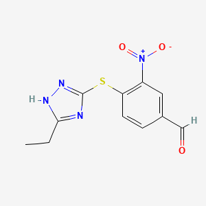 molecular formula C11H10N4O3S B4221730 4-[(5-ethyl-4H-1,2,4-triazol-3-yl)thio]-3-nitrobenzaldehyde 