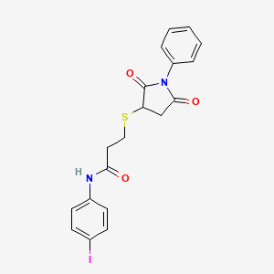 3-(2,5-dioxo-1-phenylpyrrolidin-3-yl)sulfanyl-N-(4-iodophenyl)propanamide