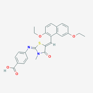 molecular formula C26H24N2O5S B422177 4-({5-[(2,7-Diethoxy-1-naphthyl)methylene]-3-methyl-4-oxo-1,3-thiazolidin-2-ylidene}amino)benzoic acid 