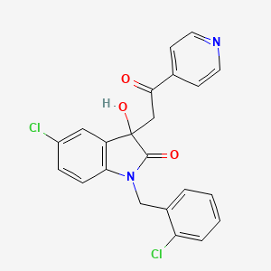 molecular formula C22H16Cl2N2O3 B4221789 5-CHLORO-1-(2-CHLOROBENZYL)-3-HYDROXY-3-[2-OXO-2-(4-PYRIDYL)ETHYL]-1,3-DIHYDRO-2H-INDOL-2-ONE 