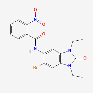 molecular formula C18H17BrN4O4 B4221799 N-(6-bromo-1,3-diethyl-2-oxo-2,3-dihydro-1H-benzimidazol-5-yl)-2-nitrobenzamide 