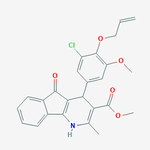 molecular formula C25H22ClNO5 B422182 METHYL 4-[3-CHLORO-5-METHOXY-4-(PROP-2-EN-1-YLOXY)PHENYL]-2-METHYL-5-OXO-1H,4H,5H-INDENO[1,2-B]PYRIDINE-3-CARBOXYLATE 