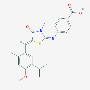 molecular formula C23H24N2O4S B422186 4-[[(5Z)-5-[(4-methoxy-2-methyl-5-propan-2-ylphenyl)methylidene]-3-methyl-4-oxo-1,3-thiazolidin-2-ylidene]amino]benzoic acid CAS No. 443875-21-6
