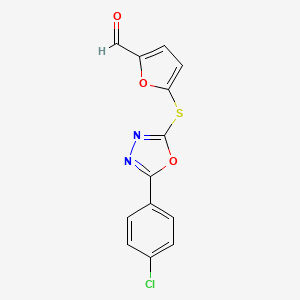 molecular formula C13H7ClN2O3S B4221889 5-{[5-(4-chlorophenyl)-1,3,4-oxadiazol-2-yl]thio}-2-furaldehyde 