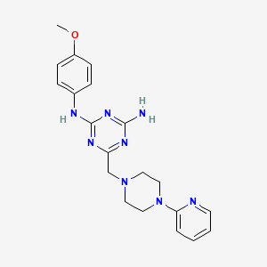 molecular formula C20H24N8O B4221902 N-(4-methoxyphenyl)-6-{[4-(2-pyridinyl)-1-piperazinyl]methyl}-1,3,5-triazine-2,4-diamine 