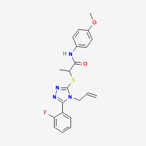 molecular formula C21H21FN4O2S B4221919 2-{[5-(2-fluorophenyl)-4-(prop-2-en-1-yl)-4H-1,2,4-triazol-3-yl]sulfanyl}-N-(4-methoxyphenyl)propanamide 