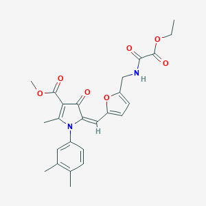 molecular formula C25H26N2O7 B422194 methyl 1-(3,4-dimethylphenyl)-5-{[5-({[ethoxy(oxo)acetyl]amino}methyl)-2-furyl]methylene}-2-methyl-4-oxo-4,5-dihydro-1H-pyrrole-3-carboxylate 