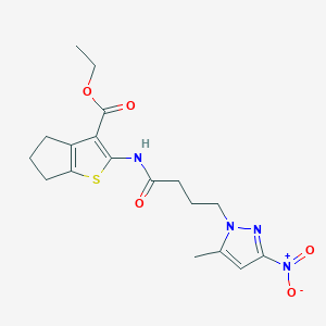 Ethyl 2-[4-(5-methyl-3-nitro-1H-pyrazol-1-YL)butanamido]-4H,5H,6H-cyclopenta[B]thiophene-3-carboxylate