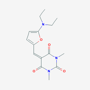 molecular formula C15H19N3O4 B422196 5-{[5-(Diethylamino)(2-furyl)]methylene}-1,3-dimethyl-1,3-dihydropyrimidine-2, 4,6-trione 