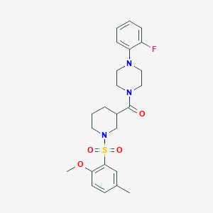 molecular formula C24H30FN3O4S B4221971 [4-(2-Fluorophenyl)piperazin-1-yl]-[1-(2-methoxy-5-methylphenyl)sulfonylpiperidin-3-yl]methanone 