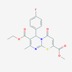 molecular formula C19H17FN2O5S B4221984 7-ethyl 2-methyl 6-(4-fluorophenyl)-8-methyl-4-oxo-4H,6H-pyrimido[2,1-b][1,3]thiazine-2,7-dicarboxylate 