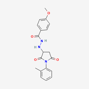 4-methoxy-N'-[1-(2-methylphenyl)-2,5-dioxopyrrolidin-3-yl]benzohydrazide