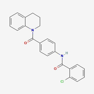 molecular formula C23H19ClN2O2 B4222022 2-chloro-N-[4-(3,4-dihydro-1(2H)-quinolinylcarbonyl)phenyl]benzamide 