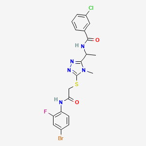 molecular formula C20H18BrClFN5O2S B4222040 N-[1-[5-[2-(4-bromo-2-fluoroanilino)-2-oxoethyl]sulfanyl-4-methyl-1,2,4-triazol-3-yl]ethyl]-3-chlorobenzamide 