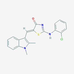 molecular formula C20H16ClN3OS B422205 (5Z)-2-(2-chloroanilino)-5-[(1,2-dimethylindol-3-yl)methylidene]-1,3-thiazol-4-one 