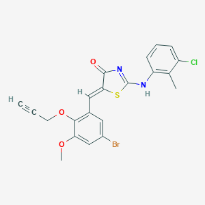 molecular formula C21H16BrClN2O3S B422206 (5Z)-5-[(5-bromo-3-methoxy-2-prop-2-ynoxyphenyl)methylidene]-2-(3-chloro-2-methylanilino)-1,3-thiazol-4-one 