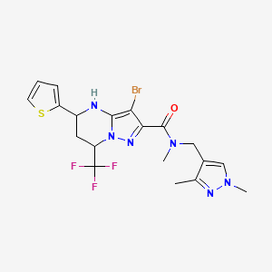 molecular formula C19H20BrF3N6OS B4222066 3-BROMO-N~2~-[(1,3-DIMETHYL-1H-PYRAZOL-4-YL)METHYL]-N~2~-METHYL-5-(2-THIENYL)-7-(TRIFLUOROMETHYL)-4,5,6,7-TETRAHYDROPYRAZOLO[1,5-A]PYRIMIDINE-2-CARBOXAMIDE 