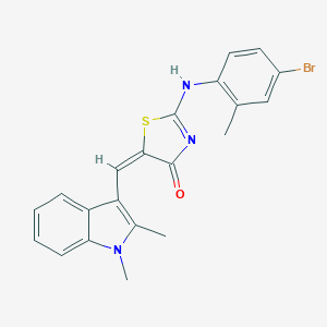 molecular formula C21H18BrN3OS B422208 (5E)-2-(4-bromo-2-methylanilino)-5-[(1,2-dimethylindol-3-yl)methylidene]-1,3-thiazol-4-one 