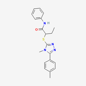 molecular formula C20H22N4OS B4222108 2-{[4-methyl-5-(4-methylphenyl)-4H-1,2,4-triazol-3-yl]sulfanyl}-N-phenylbutanamide 