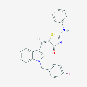 (5E)-2-anilino-5-[[1-[(4-fluorophenyl)methyl]indol-3-yl]methylidene]-1,3-thiazol-4-one