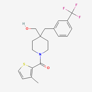 molecular formula C20H22F3NO2S B4222128 {1-[(3-methyl-2-thienyl)carbonyl]-4-[3-(trifluoromethyl)benzyl]-4-piperidinyl}methanol 