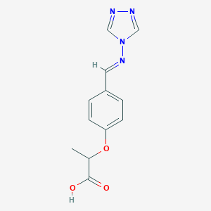 molecular formula C12H12N4O3 B422214 2-{4-[(E)-(4H-1,2,4-triazol-4-ylimino)methyl]phenoxy}propanoic acid 