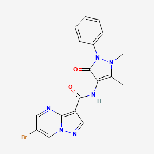 molecular formula C18H15BrN6O2 B4222140 6-bromo-N-(1,5-dimethyl-3-oxo-2-phenyl-2,3-dihydro-1H-pyrazol-4-yl)pyrazolo[1,5-a]pyrimidine-3-carboxamide 