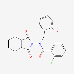 molecular formula C22H20ClFN2O3 B4222188 2-chloro-N-(1,3-dioxooctahydro-2H-isoindol-2-yl)-N-(2-fluorobenzyl)benzamide 