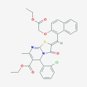 molecular formula C31H27ClN2O6S B422219 ethyl 5-(2-chlorophenyl)-2-{[2-(2-ethoxy-2-oxoethoxy)-1-naphthyl]methylene}-7-methyl-3-oxo-2,3-dihydro-5H-[1,3]thiazolo[3,2-a]pyrimidine-6-carboxylate 