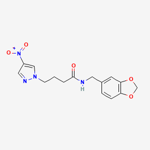 N-[(2H-1,3-BENZODIOXOL-5-YL)METHYL]-4-(4-NITRO-1H-PYRAZOL-1-YL)BUTANAMIDE