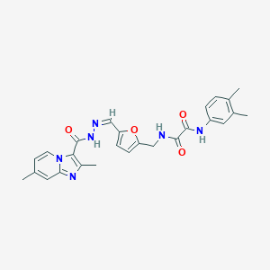 molecular formula C26H26N6O4 B422223 N-({5-[(Z)-{2-[(2,7-dimethylimidazo[1,2-a]pyridin-3-yl)carbonyl]hydrazinylidene}methyl]furan-2-yl}methyl)-N'-(3,4-dimethylphenyl)ethanediamide 