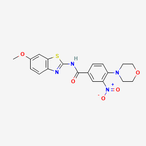 molecular formula C19H18N4O5S B4222238 N-(6-methoxy-1,3-benzothiazol-2-yl)-4-(4-morpholinyl)-3-nitrobenzamide 