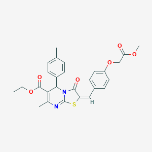 molecular formula C27H26N2O6S B422224 ethyl 2-[4-(2-methoxy-2-oxoethoxy)benzylidene]-7-methyl-5-(4-methylphenyl)-3-oxo-2,3-dihydro-5H-[1,3]thiazolo[3,2-a]pyrimidine-6-carboxylate 