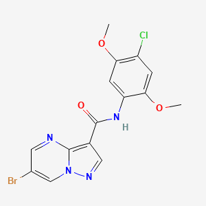 molecular formula C15H12BrClN4O3 B4222244 6-bromo-N-(4-chloro-2,5-dimethoxyphenyl)pyrazolo[1,5-a]pyrimidine-3-carboxamide 