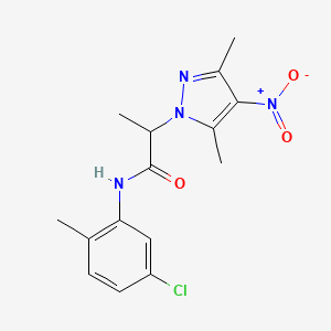 molecular formula C15H17ClN4O3 B4222252 N-(5-chloro-2-methylphenyl)-2-(3,5-dimethyl-4-nitropyrazol-1-yl)propanamide 