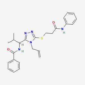 molecular formula C25H29N5O2S B4222267 N-{2-methyl-1-[5-{[3-oxo-3-(phenylamino)propyl]sulfanyl}-4-(prop-2-en-1-yl)-4H-1,2,4-triazol-3-yl]propyl}benzamide 