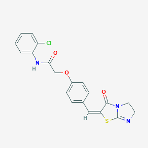 molecular formula C20H16ClN3O3S B422227 N-(2-chlorophenyl)-2-[4-[(E)-(3-oxo-5,6-dihydroimidazo[2,1-b][1,3]thiazol-2-ylidene)methyl]phenoxy]acetamide 