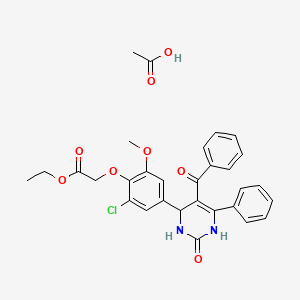 acetic acid;ethyl 2-[4-(5-benzoyl-2-oxo-6-phenyl-3,4-dihydro-1H-pyrimidin-4-yl)-2-chloro-6-methoxyphenoxy]acetate