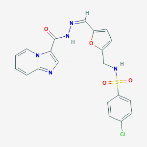 molecular formula C21H18ClN5O4S B422228 4-chloro-N-{[5-((Z)-{[(2-methylimidazo[1,2-a]pyridin-3-yl)carbonyl]hydrazono}methyl)-2-furyl]methyl}benzenesulfonamide 