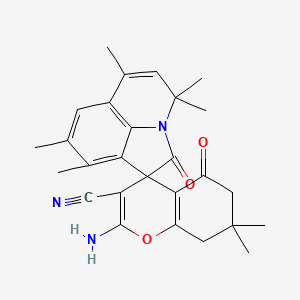 molecular formula C27H29N3O3 B4222325 2-amino-4',4',6',7,7,8',9'-heptamethyl-2',5-dioxo-5,6,7,8-tetrahydro-4'H-spiro[chromene-4,1'-pyrrolo[3,2,1-ij]quinoline]-3-carbonitrile 